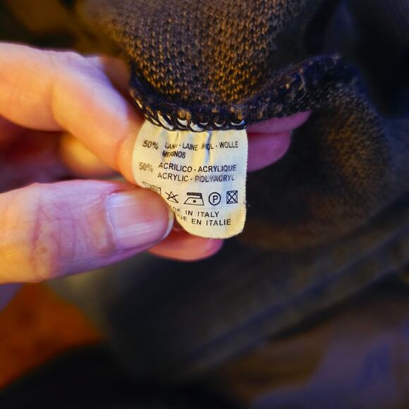 Vintage Aeffe Striped wool blend sweater with faux leather stripes - Picture 5 of 5